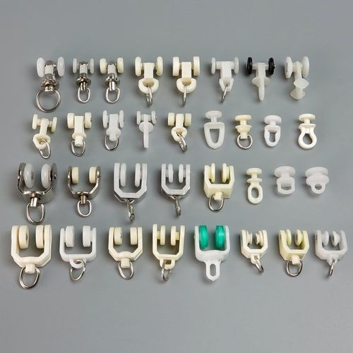 窗帘轨道配件辅料滚轮老式直轨弯轨导轨挂钩环滑轨走轮滑轮子扣环