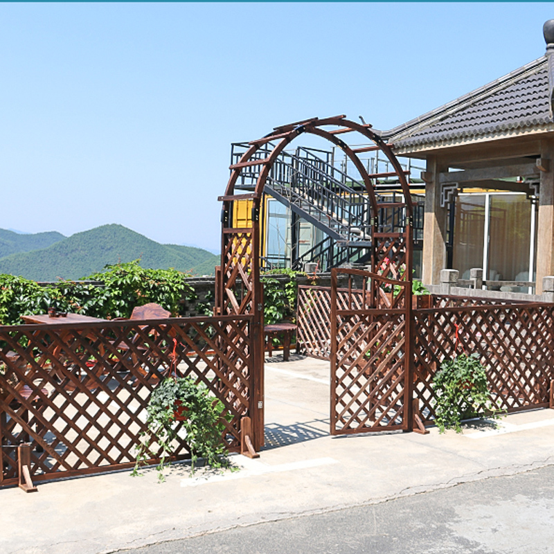 拱门防腐木园林庭院门木头圆形门