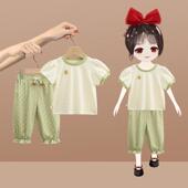 2024新款 子两件套女宝宝夏装 夏季 裤 衣服 儿童洋气时髦短袖 女童套装