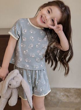 新款中小童女宝宝家居服套装女短袖套装夏季新款婴儿休闲两件套Y6