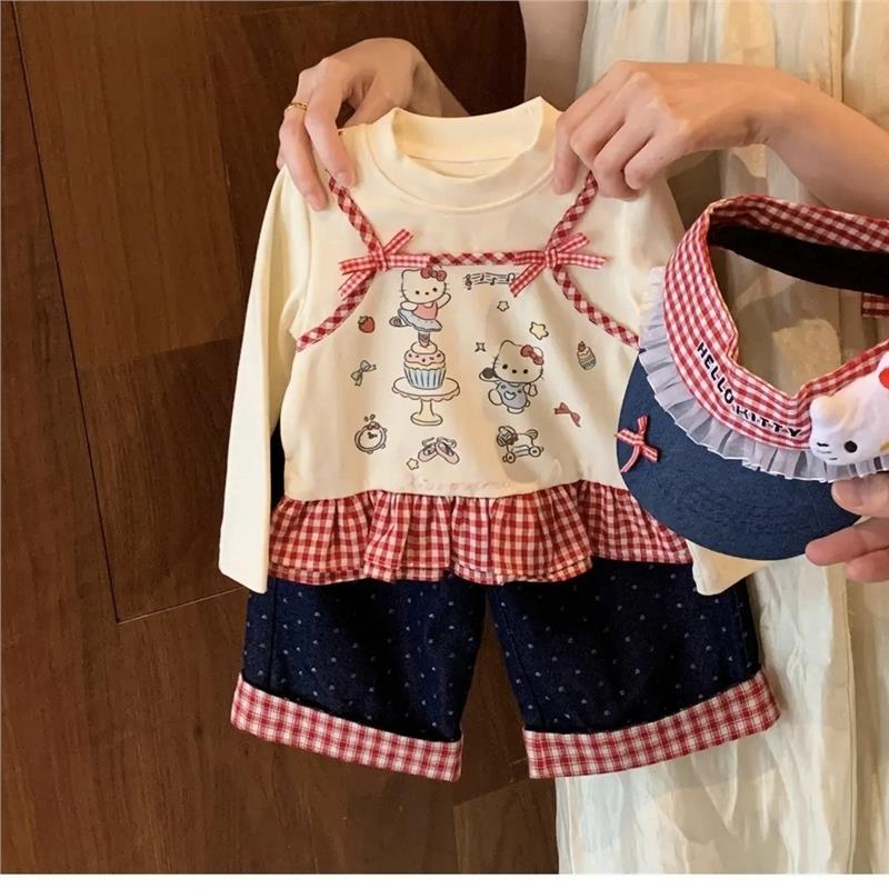 女童洋气时髦套装2026春装小童女宝宝假两件上衣阔腿裤汉服两件泳图片
