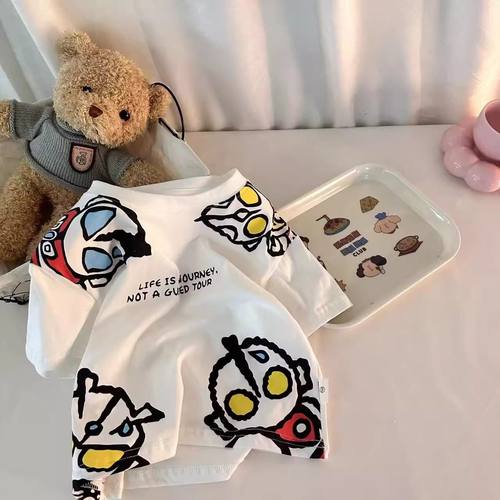 男女童夏季奥特曼短袖儿童夏装新款卡通洋气印花百搭T上衣