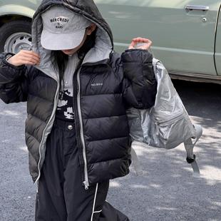 男童轻薄羽绒外套短款中大通连帽保暖上衣韩版休闲女孩新款羽绒服