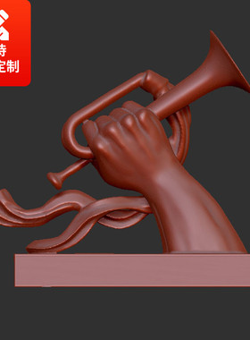 新品红色文化冲锋号手雕塑模型图圆雕图精雕图立体图3D打印图STL