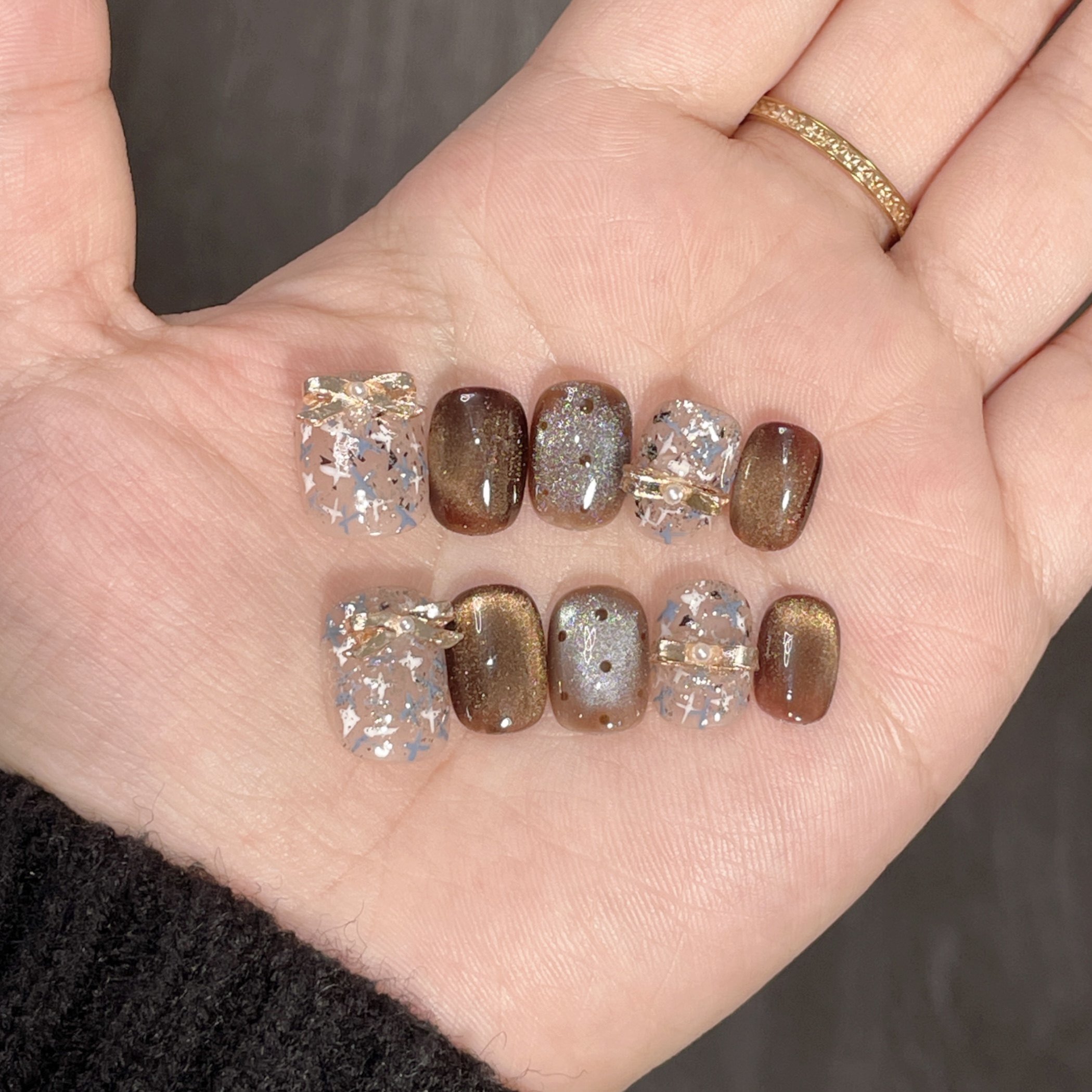 【蓝调香风】纯手工穿戴甲纯欲手绘猫眼渐变跳色显白小众,彩妆/香水/美妆工具,穿戴甲/甲片,淘宝优惠券,粉丝福利购,淘宝优惠卷