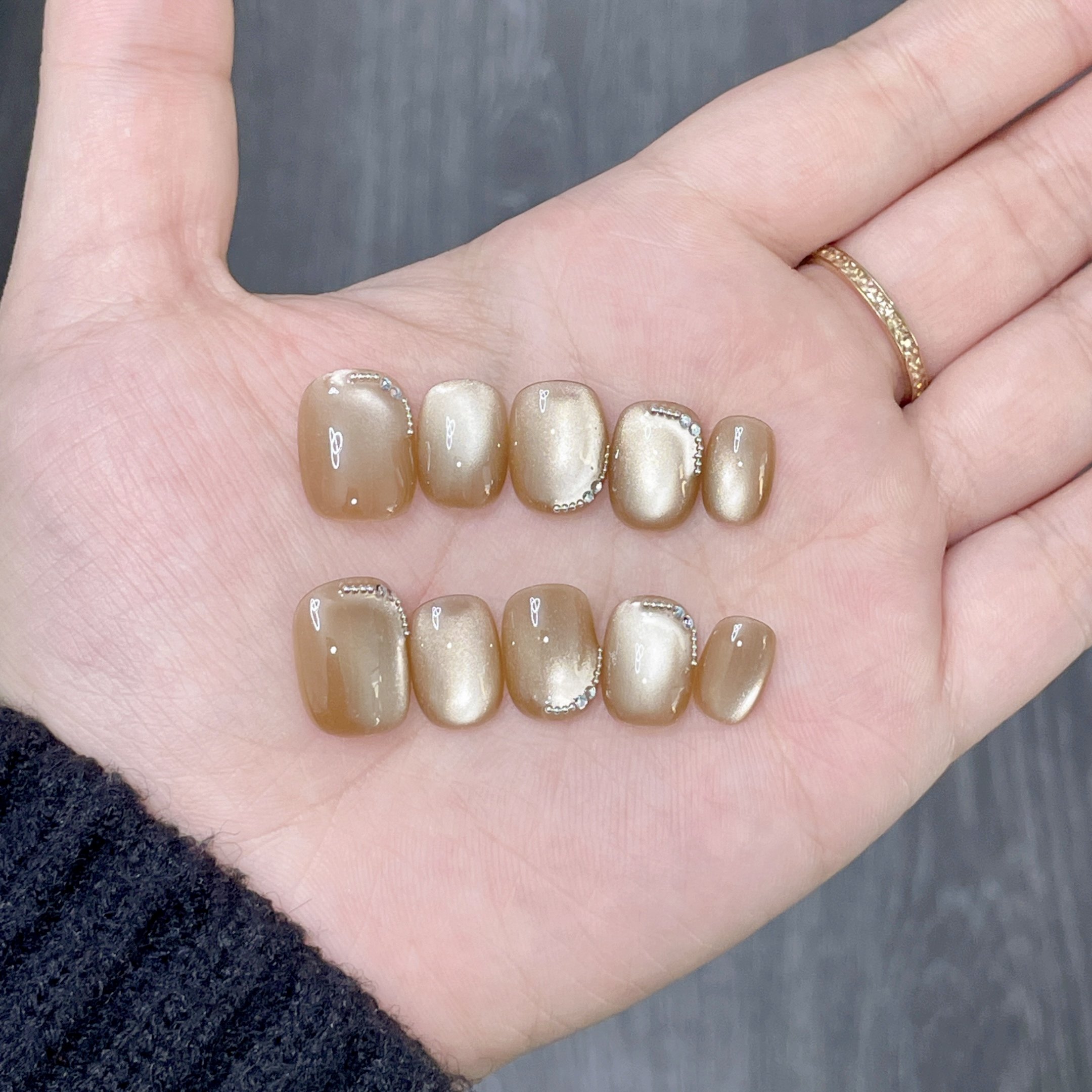 【气泡香槟】纯手工猫眼镶钻豆豆甲穿戴甲简约气质,彩妆/香水/美妆工具,穿戴甲/甲片,淘宝优惠券,粉丝福利购,淘宝优惠卷