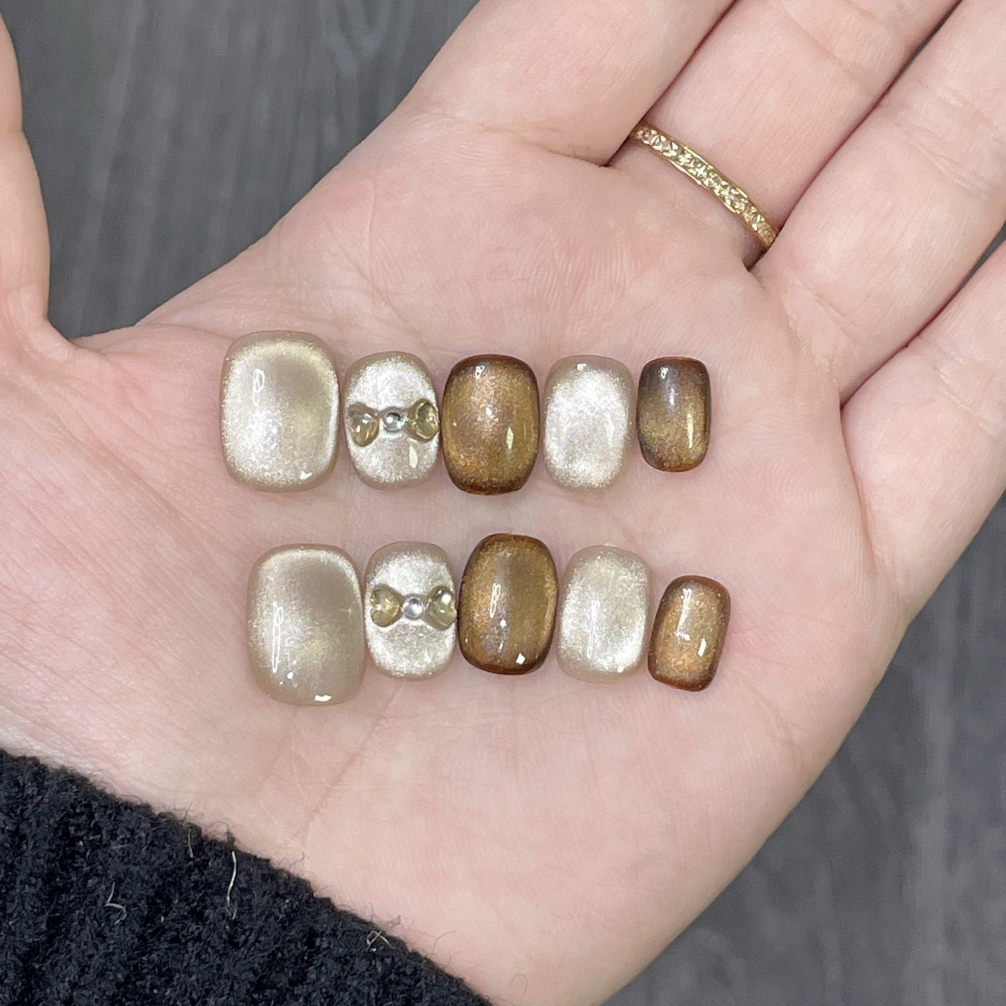 【卡布奇诺】咖色猫眼纯手工穿戴甲美甲贴片可拆卸穿戴甲,彩妆/香水/美妆工具,穿戴甲/甲片,淘宝优惠券,粉丝福利购,淘宝优惠卷