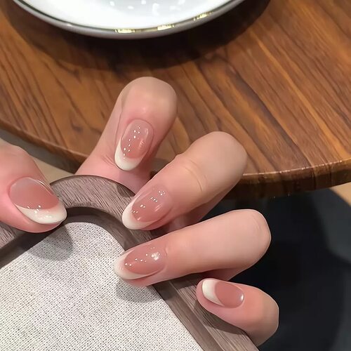 【芝士奶盖】新款法式渐变腮红纯手工穿戴甲猫眼显白高级感美甲