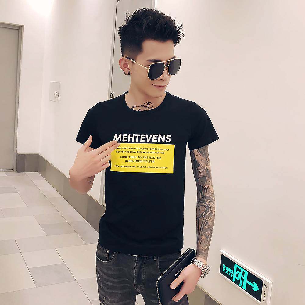 男装潮牌修身短袖t恤韩版圆领打底衫青年半袖体恤社会人百搭衣服在类目 男装, T恤中 - 来自Buy2taobao.com提供专业的淘宝代购服务