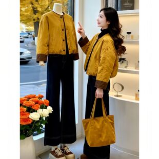 棉衣棉服外套女冬季新款小个子显高保暖撞色松弛感休闲短款小棉袄