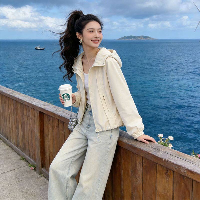 韩版连帽宽松显瘦冲锋衣外套女