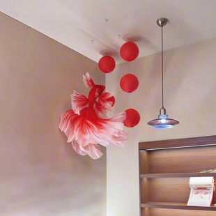 红色锦鲤挂饰立体金鱼灯笼2026新年氛围马年春节家居场景布置