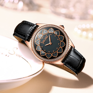 FOLLI FOLLIE手表皮带简约时尚镶钻里来运转旋转表盘石英防水女表