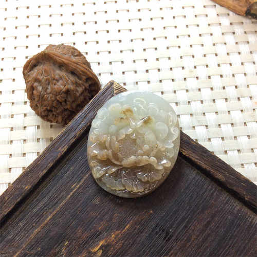 俏色牡丹花南阳独山玉毛衣链