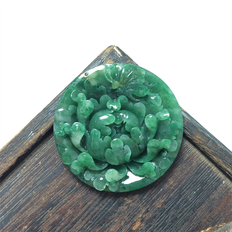 南阳独山玉天蓝料花开富贵吊坠牡丹花玉石吊坠女士毛衣链玉佩挂坠