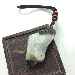 四大名玉南阳独山玉黑白料原石手把件把玩件男士把件毛料玉手握件