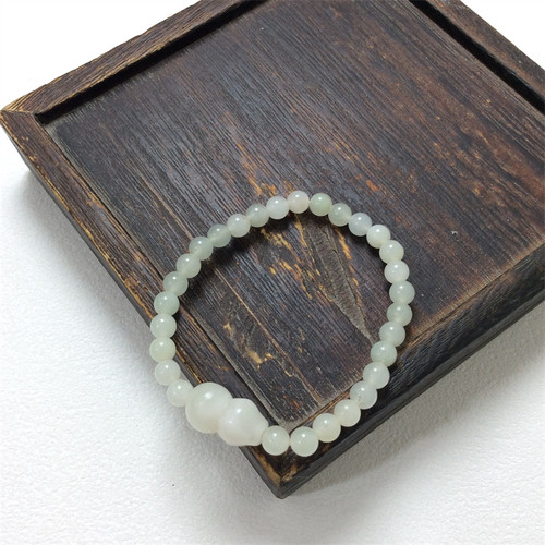 四大名玉独山玉透水白料葫芦手链