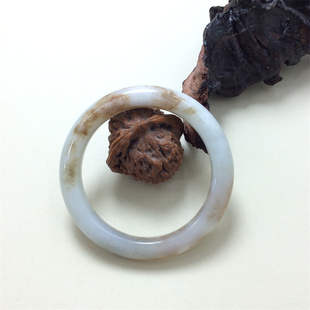 天然玉石独山玉58圈口手镯独玉一口糖料玉手镯俏色玉镯送妈妈礼物