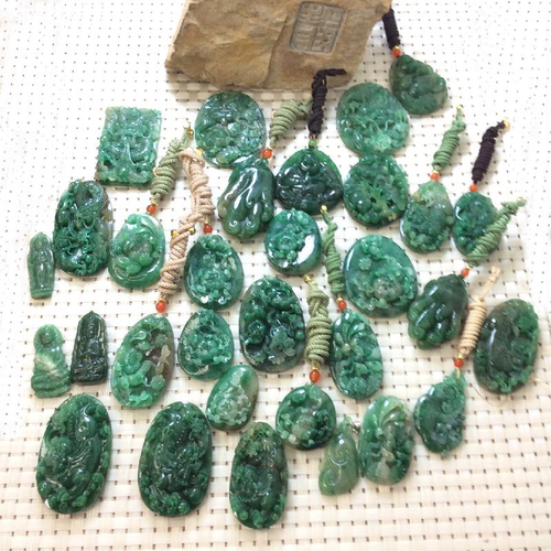 南阳独山玉牡丹花吊坠玉坠毛衣链