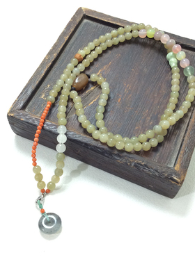 原创设计和田玉108佛珠毛衣链