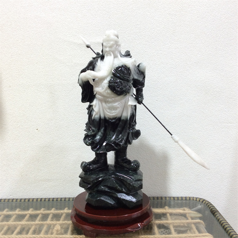天然玉石独山玉俏色关公摆件关圣帝君摆件客厅家居装乔迁开业礼品