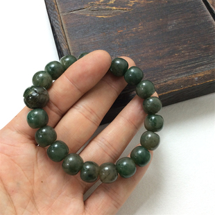天然玉石南阳独山玉手串男士11mm珠子手链女款玉石老型珠手串手饰