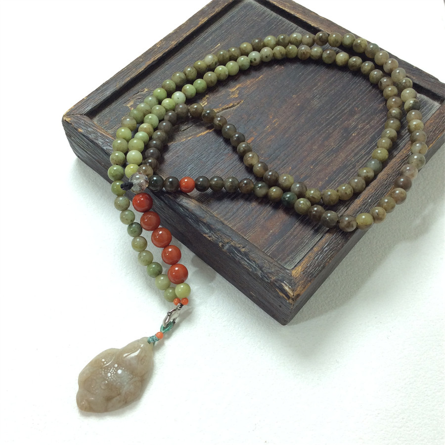 天然南阳独山玉108颗念珠项链国潮新中式设计感珠饰女士玉毛衣链,珠宝/钻石/翡翠,颈饰,淘宝优惠券,粉丝福利购,淘宝优惠卷