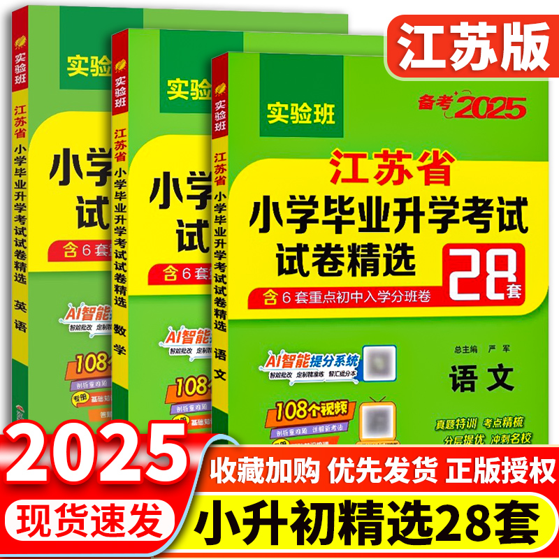 2025新版实验班江苏省小学毕业升学考试试卷精选28套 语文数学英语试卷小升初总复习资料专项训练小升初真题卷实验班期末冲刺卷
