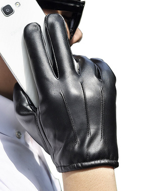 ULYS薄款骑行开车皮手套秋冬男电动车手套快递员外卖员触摸屏手套