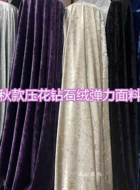 2024秋款压花钻石绒弹力布料舞蹈裙连衣裙阔脚裤金丝绒垂服装面料