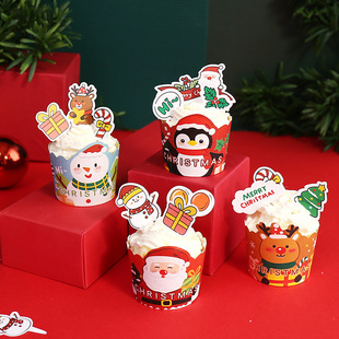 饰杯子 2021创意圣诞节纸杯蛋糕盒马芬杯手提包装 盒烘焙卡通生日装