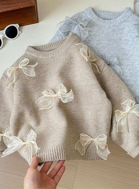 韩国左悠优质童装毛衣春秋季新款洋气女童韩版时尚儿童结针织衫