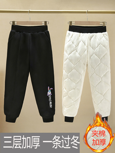童装棉裤女童冬季加厚夹棉加绒运动裤外穿中大女孩一条过冬保暖裤