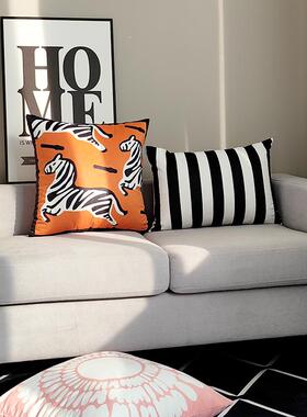 简约现代靠枕大抱枕套沙发客厅轻奢斑马靠背卧室客厅飘窗四方靠垫