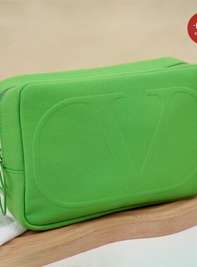 柜台赠品 华伦天奴大V芭比玫红黑色帆布化妆包 手拎大容量收纳包