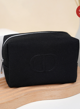 美妆柜台赠品 Dior迪奥黑色牛仔帆布长方型化妆包简约收纳包