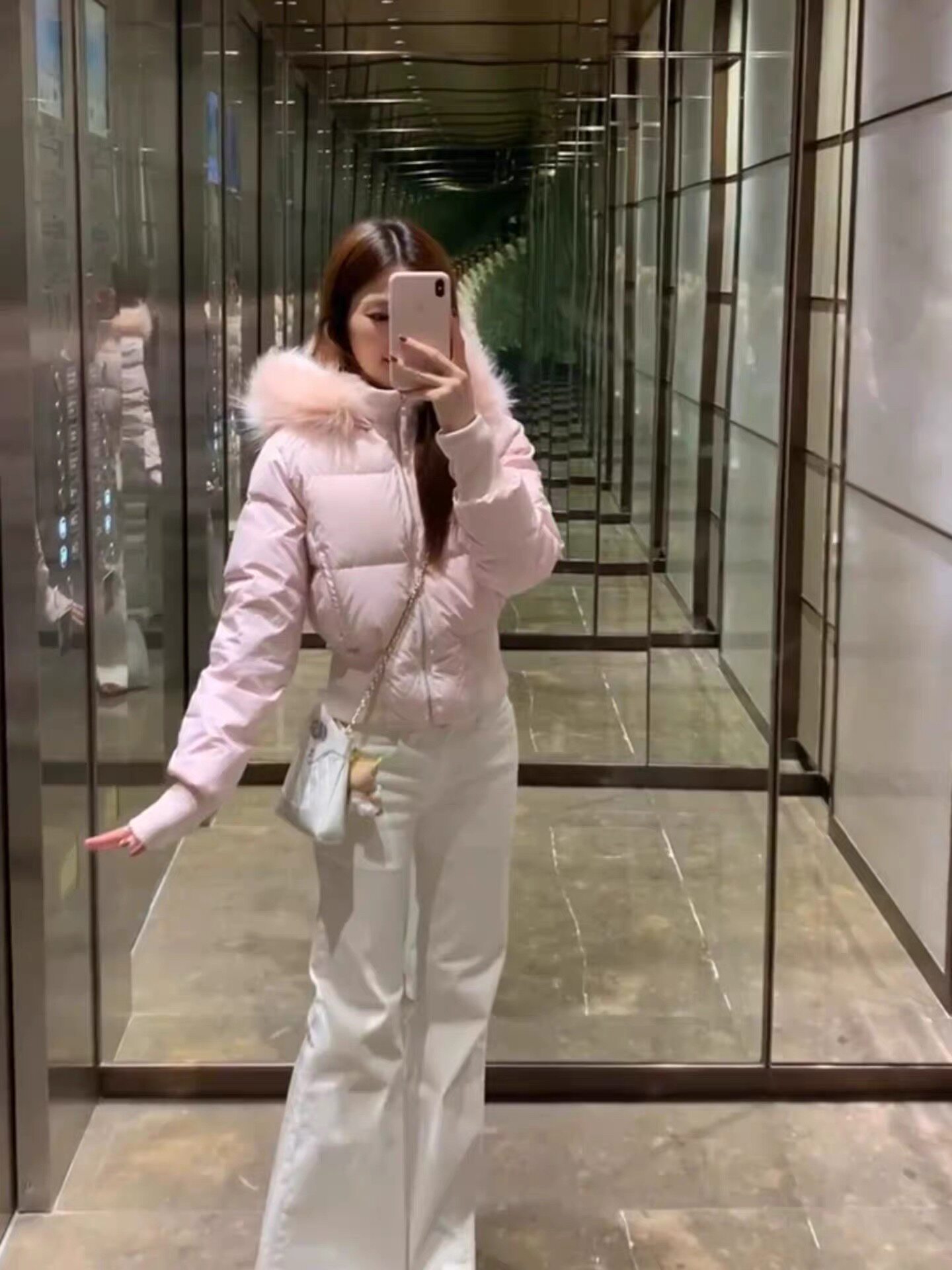 现货粉色【海鸥菲奥娜】可拆卸毛领羽绒服连帽棉服秋冬短款外套女