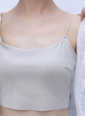 梧桐本色女带杯短款吊带背心简约无痕细腻柔滑细肩带舒适WX23107