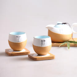 刘氏竹编竹丝扣瓷亚光白禅静空家用茶具套装非遗手工特色功夫礼品