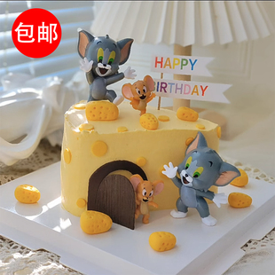 猫和老鼠蛋糕装饰摆件小老鼠汤姆杰瑞网红儿童生日派对甜品台插件