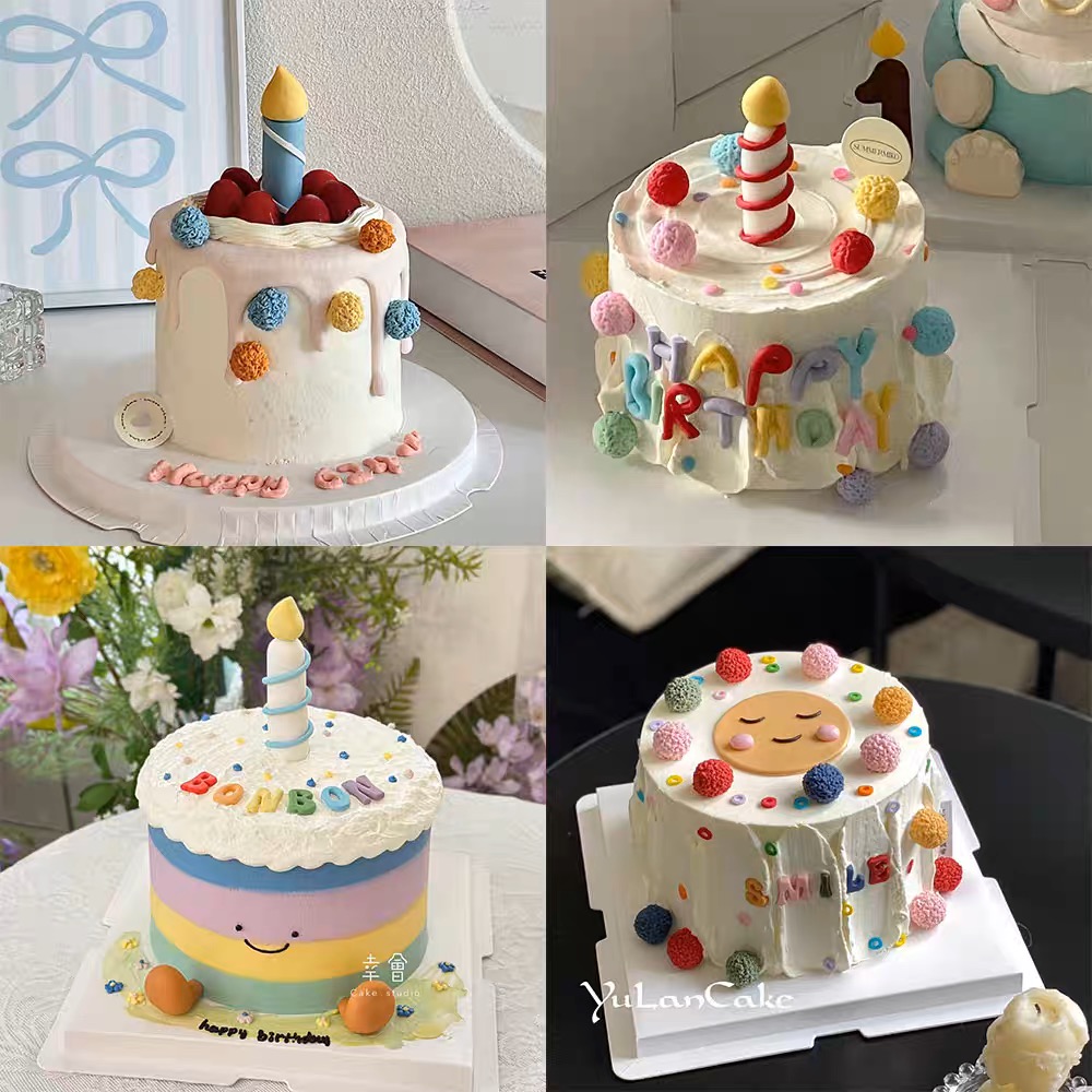 网红ins风蛋糕装饰小蜡烛数字摆件软胶小球生日蜡烛节日装扮插件