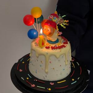 网红吹泡泡星星人蛋糕装饰摆件儿童男孩女孩生日派对装扮烘焙插件