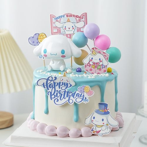 网红儿童库洛米蛋糕装饰摆件玉桂狗大耳狗卡通生日烘焙插件配件