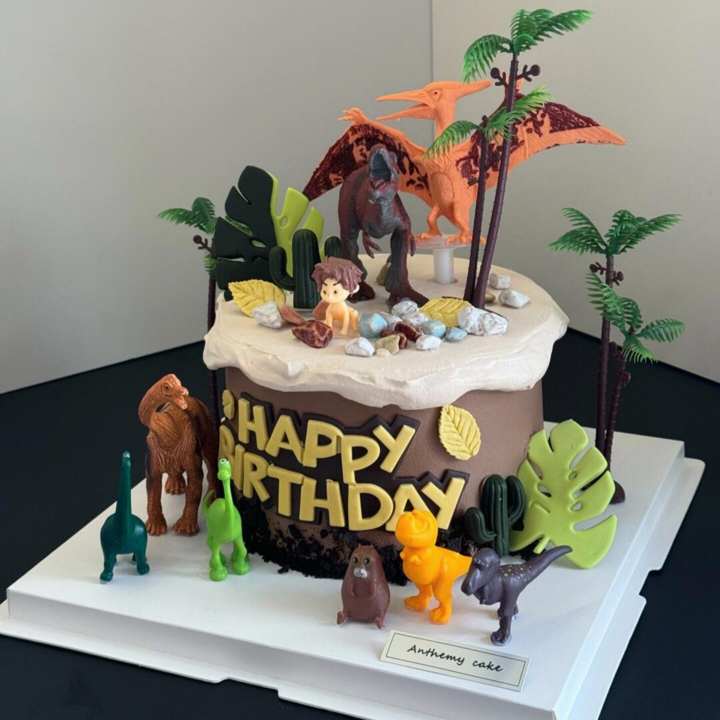 网红恐龙蛋糕装饰插件霸王龙翼龙腕龙摆件儿童生日派对烘焙装扮