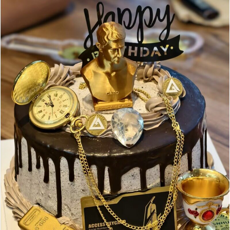 三角洲行动蛋糕装饰摆件男生男神男朋友生日金条金杯钻石怀表r