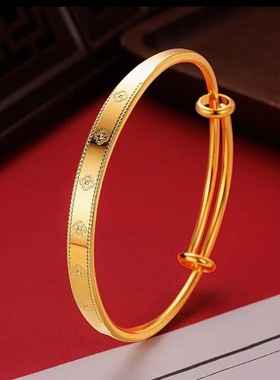 精工高版本5G硬金工艺四叶草幸运推拉手镯