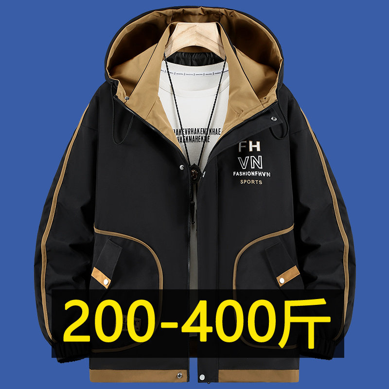 400斤特大码夹克外套男春秋款胖子青年加肥加大潮流宽松休闲上衣