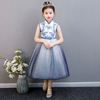 Cô gái hợp xướng váy váy fluffy trẻ em guzheng trang phục công chúa váy Trung Quốc phong cách catwalk váy sườn xám - Váy trẻ em bộ vest bé trai hàng độc