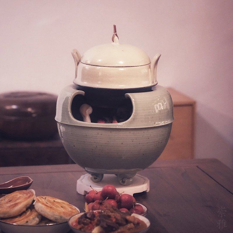 景德镇半斋 粉引冰裂纹小白茶锅套组茶釜砂锅手工煮茶锅土锅火钵,餐饮具,煮茶炉,淘宝优惠券,粉丝福利购,淘宝优惠卷