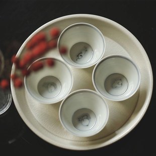 天野造物 薄胎青花兔子杯 工夫杯木盒套组仿古功夫茶杯中式品茗杯